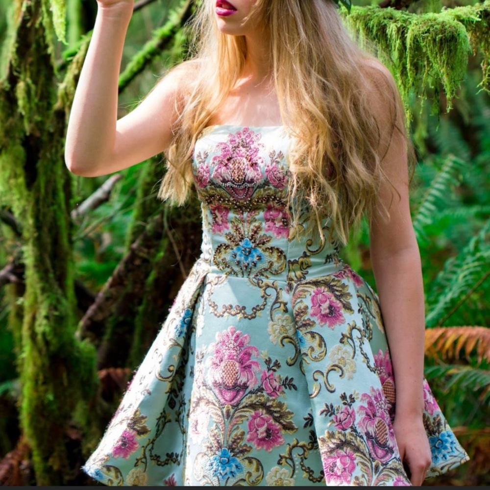 Jovani mint embroidered cocktail